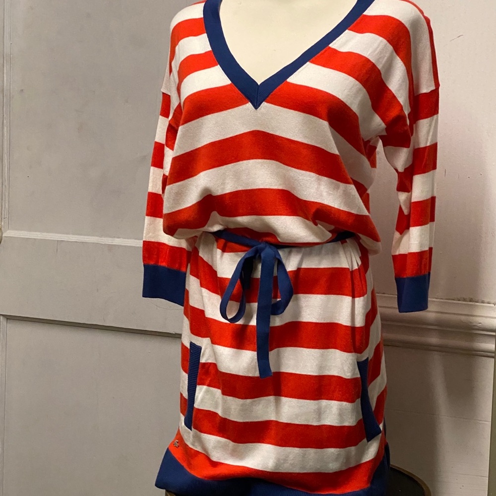 Lacoste- Orange and White stripped tunic with belt